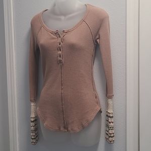 Free people knit cuffed shirt